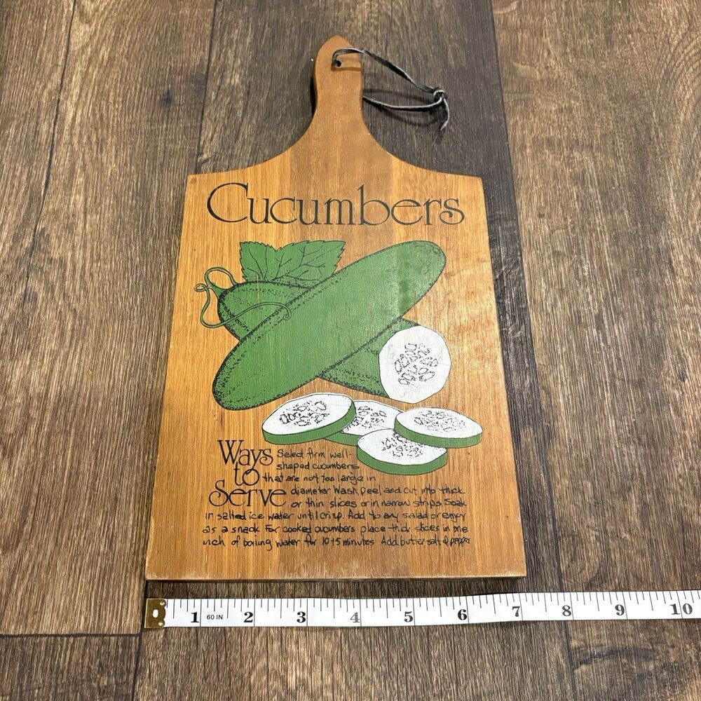 Vintage Cucumber Wood Cutting Board Farmhouse Kitchen Decor Rustic Wall Hanging - Picture 5 of 7